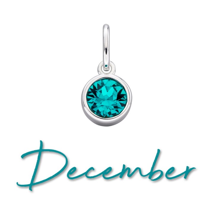 Silver Turquoise Cubic Zirconia Birthstone Charm - December - Z4212