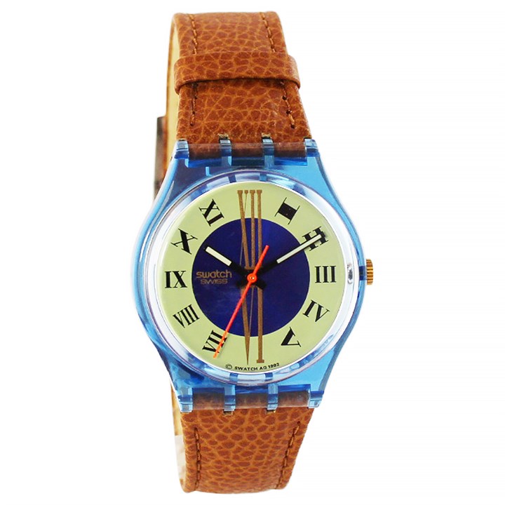 Swatch Master 1993 Collectable Brown Leather Strap Watch- GN130 - Z4306