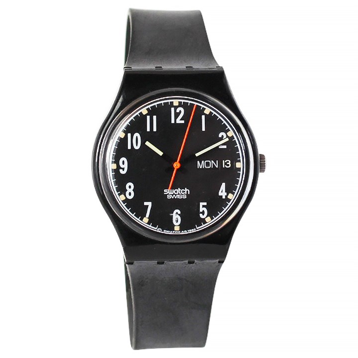 Swatch Tee 1993 Collectable Black Strap Watch- GB728 - Z4334