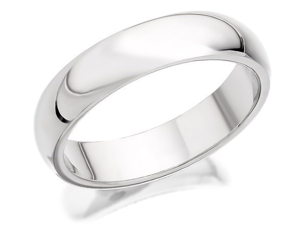 18ct White Gold Heavyweight D Shaped Wedding Ring - 4mm - Size M Only - Z50393