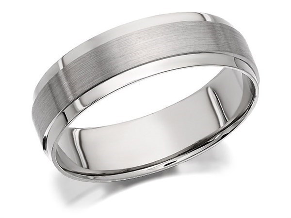 Palladium 500 Brushed And Polished Finish Wedding Ring - 6mm - Size Z+2 Only - Z50415