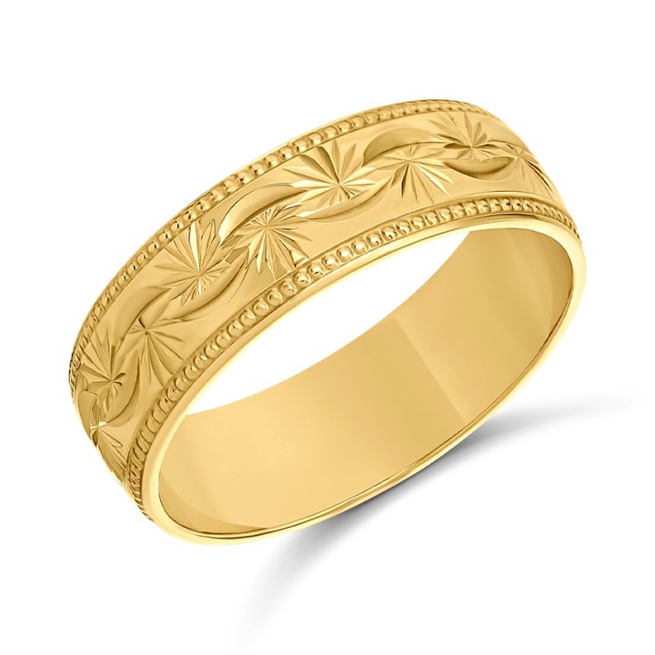 9ct Gold Beaded Garland Wedding Ring - 5mm - Z50506