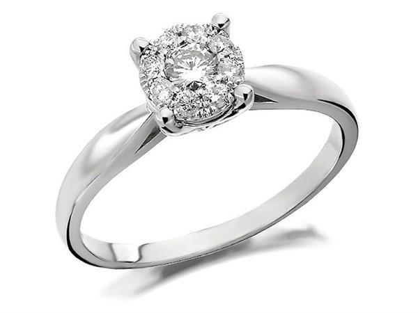 9ct White Gold Diamond Starburst Ring - 1/4ct - Size H Only - Z50512