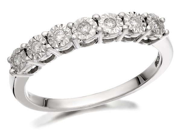 9ct White Gold Diamond Half Eternity Ring - 10pts - Z50623