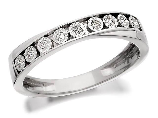 9ct White Gold Diamond Crossover Half Eternity Ring - 6pts - Size V Only - Z50667