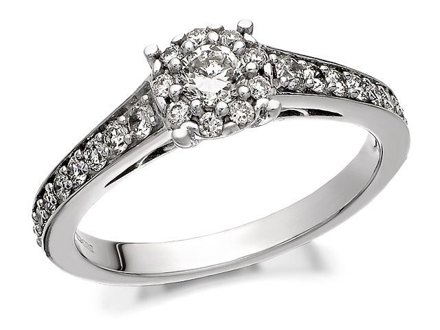 9ct White Gold Diamond Cluster Ring - 1/2ct - Z50677