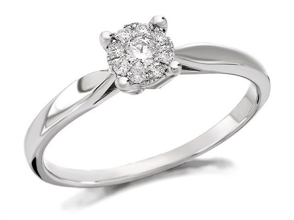 9ct White Gold Diamond Starburst Ring - 12pts - EXCLUSIVE - Z50753