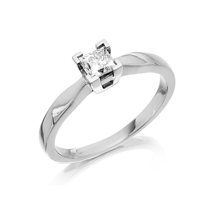Platinum Princess Cut Diamond Solitaire Ring - 1/4ct - AGI Certificated - Z50816