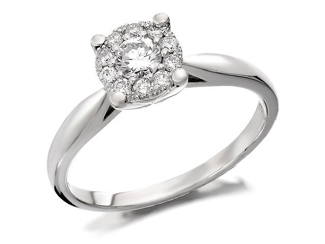 9ct White Gold Diamond Starburst Ring - 1/3ct - Size V Only - Z50844