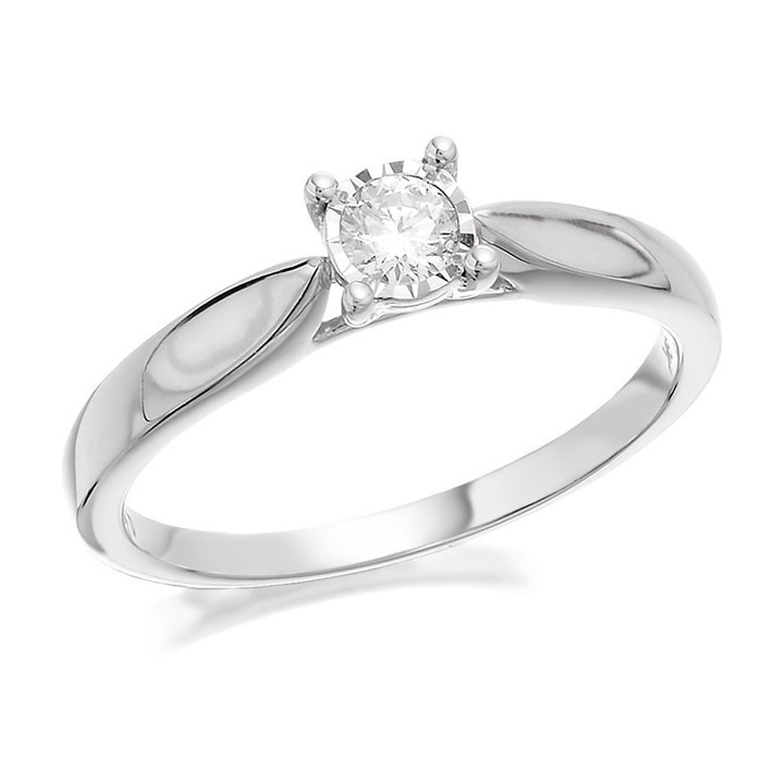 9ct White Gold Diamond Solitaire Ring - 15pts - Size V Only - Z50900