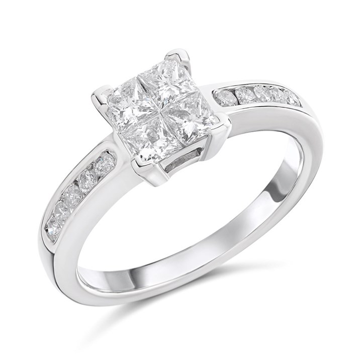 18ct White Gold Diamond Cluster Ring - 75pts - Z51113