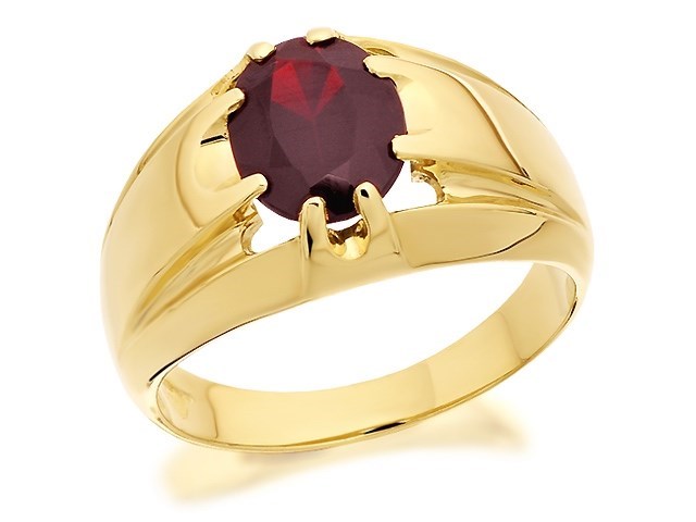 9ct Gold Gentleman's Garnet Signet Ring - EXCLUSIVE - Size L - Z51116