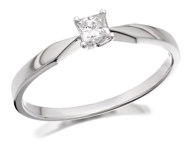 Polar Fire 9ct White Gold Princess Cut Diamond Solitaire Ring - 1/4ct - Z51117