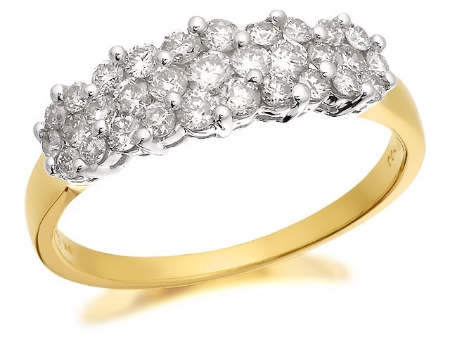 9ct Gold 1 Carat Diamond Cluster Band Ring - Z51119