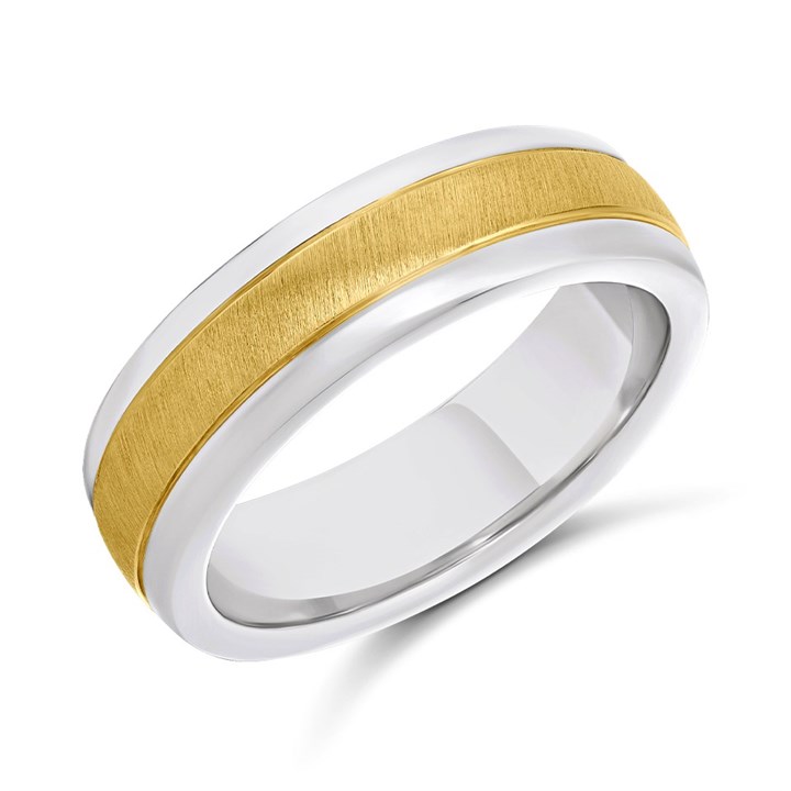 Silver And 9ct Gold Court Wedding Ring - 5mm - Size H - Z51129