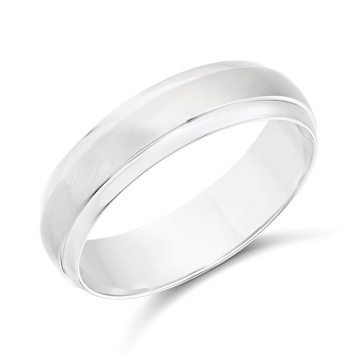 9ct White Gold Satin And Polished Wedding Ring - 5mm - Size N - Z51146