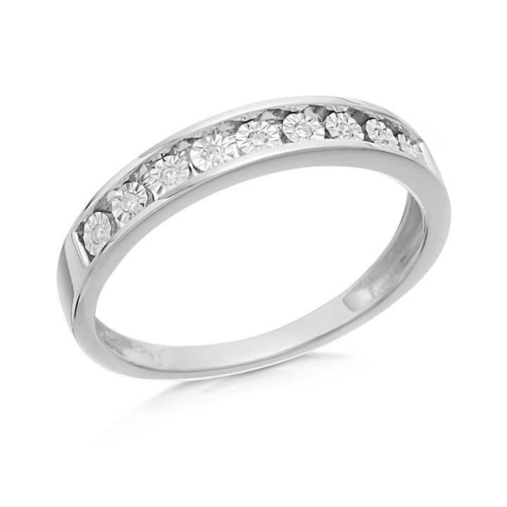 9ct White Gold Diamond Half Eternity Ring - 4pts - Size G - Z51167