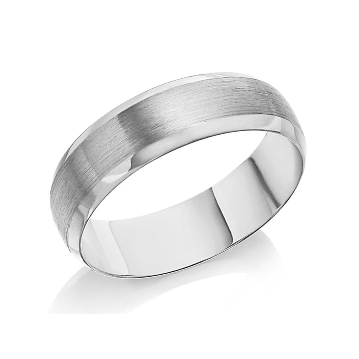 Palladium 500 Satin And Polished Wedding Ring - 6mm Size U - Z51174