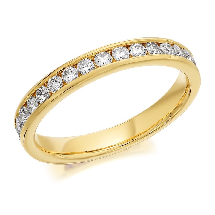 9ct Gold Diamond Half Eternity Ring - 1/2ct- size O - Z51199