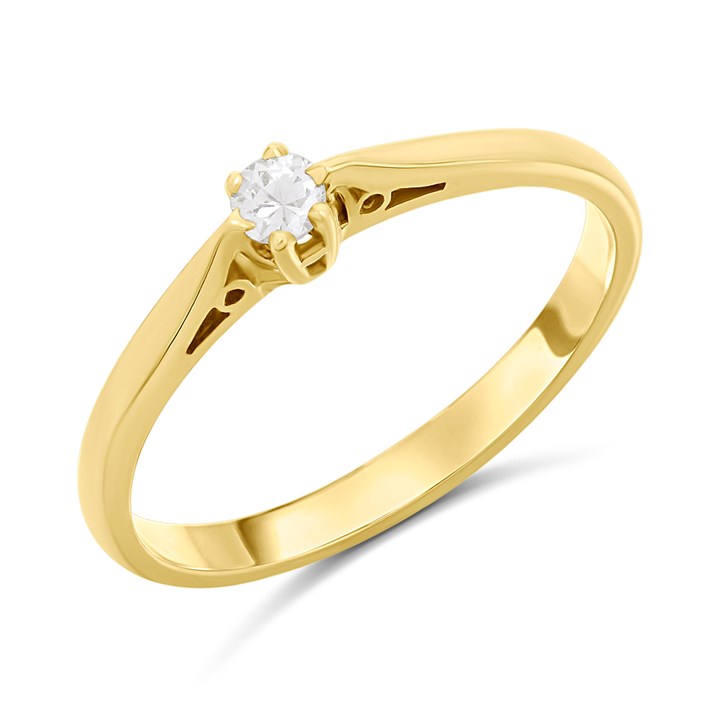 9ct Gold Solitaire Diamond Ring, estimated approx 3mm, 10pts dia - Z51208