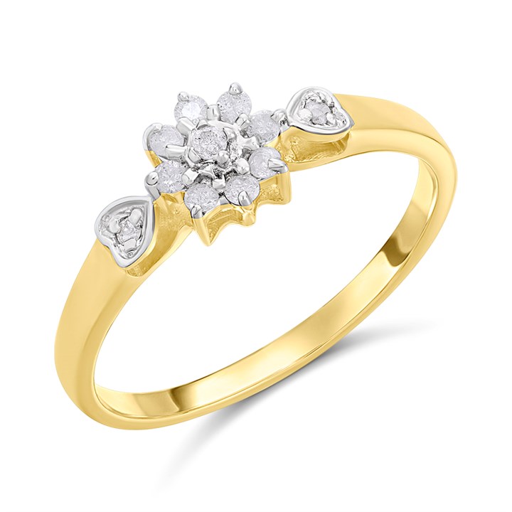 9ct Gold Diamond Twist Cluster Ring- 15pts - Z51215