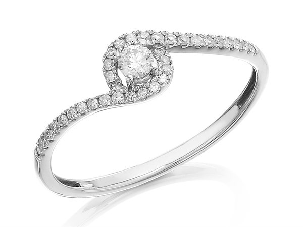 9ct White Gold Diamond Twist Ring - 20pts - Z51226