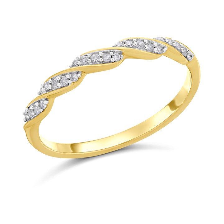 9ct Gold Diamond Twisted Half Eternity Ring - 10pts - Z51229