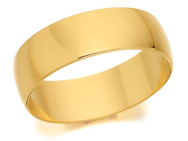9ct Gold D Shaped Wedding Ring - 6mm- size L - Z51232
