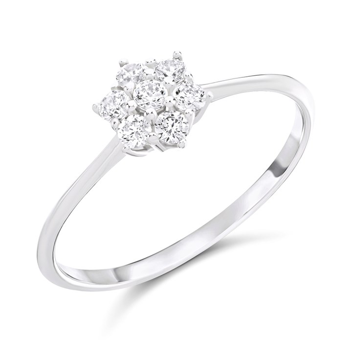 9ct White Cubic Zirconia Gold Cluster Ring - Z51239