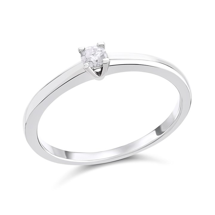 9ct White Gold Diamond Solitaire Ring - 15pts - Z5136