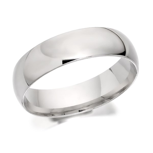 9ct White Gold Extra Heavyweight Court Wedding Ring 6mm Size Z+2