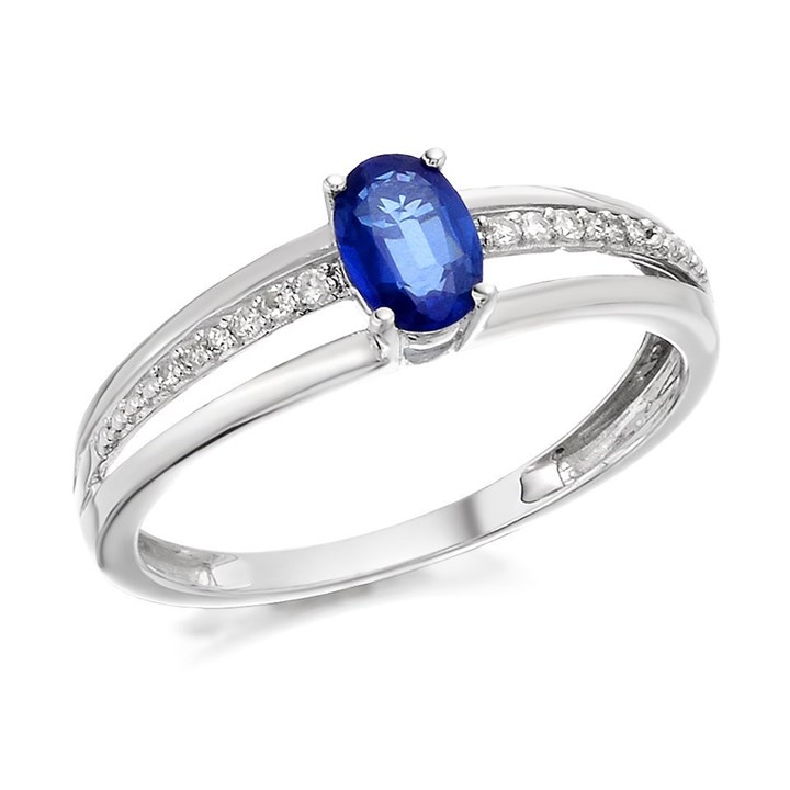 9ct White Gold Sapphire And Diamond Ring - 5pts - d63109