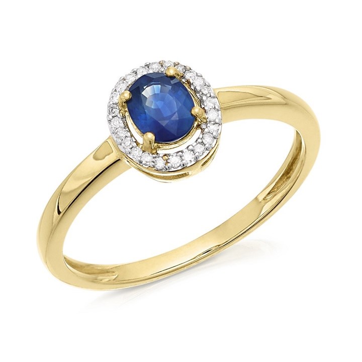 9ct Gold Sapphire And Diamond Cluster Ring - d6711