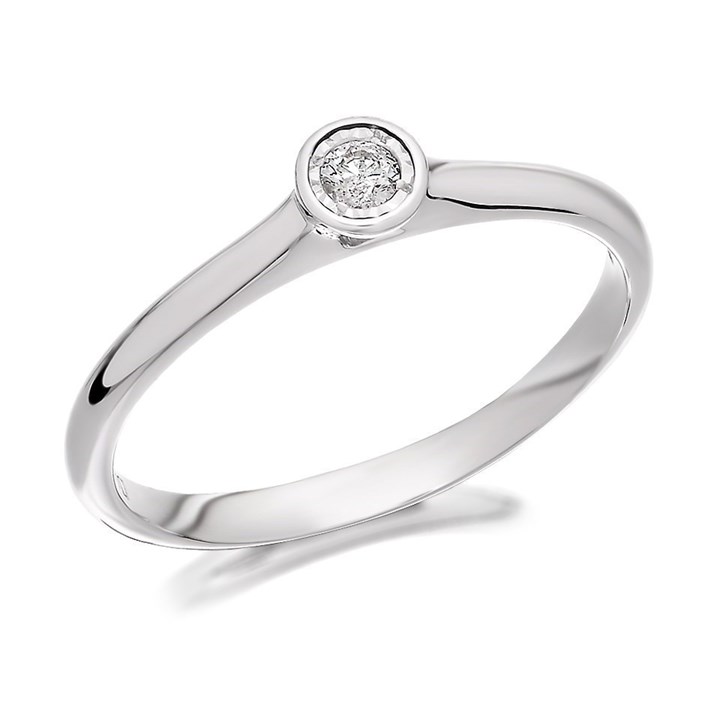 9ct White Gold Diamond Solitaire Ring - 5pts - d6842