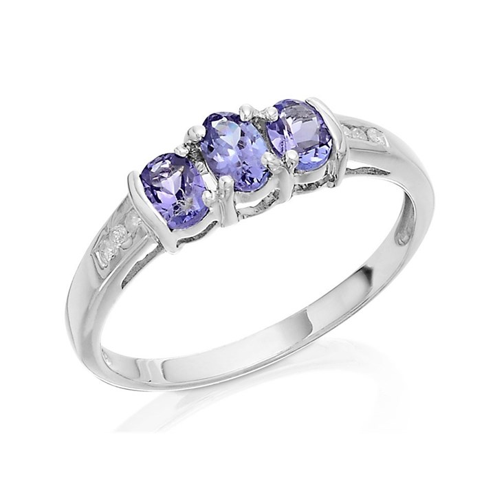 9ct White Gold Diamond And Tanzanite Ring - d7922