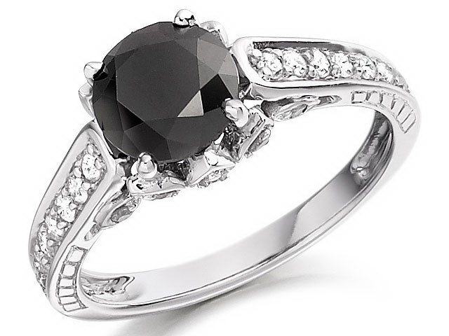 9ct White Gold Night And Day 2 Carat Black And White Diamond Ring - d7994