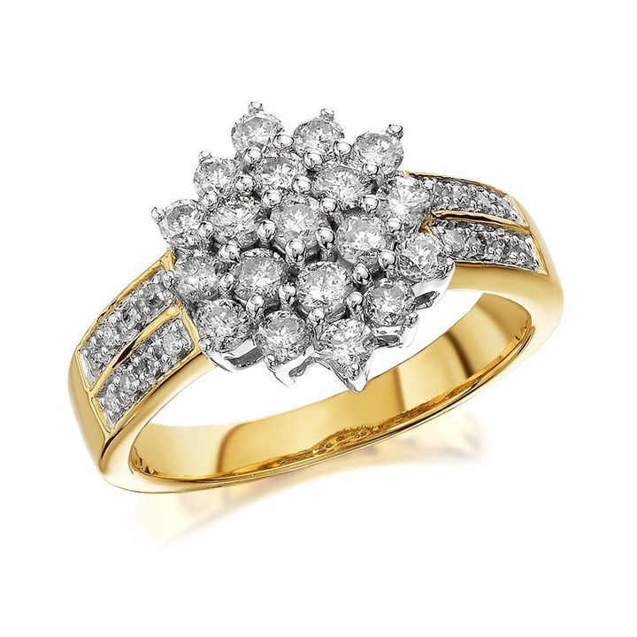 9ct Gold 1 Carat Diamond Cluster Ring - d9214