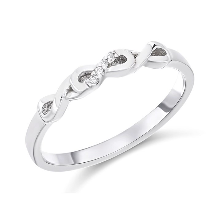 9ct White Gold Diamond Set Infinity Wedding Ring - r2315