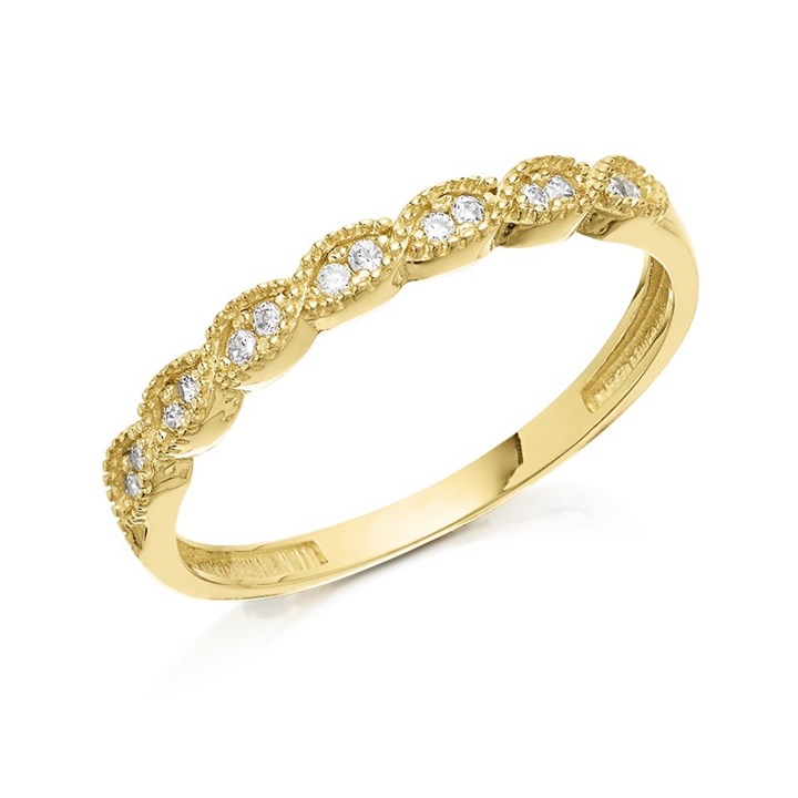 9ct Gold Cubic Zirconia Half Eternity Ring - r6560