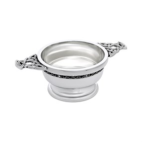 Chrome Plated Thistle Design Quaich Whiskey Tasting Bowl - A3331