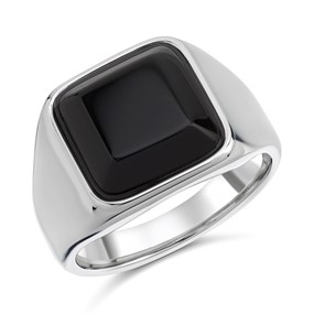 Joseph & George Stainless Steel Onyx Signet Ring - A3412