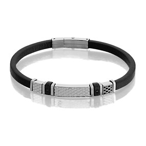 Joseph & George Black Leather Bracelet - 8.5om - A3430