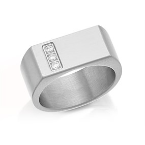 Fred Bennett Stainless Steel Cubic Zirconia Signet Ring - A3795