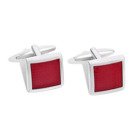 Transparent Red Enamel Weave Cufflinks - A53175