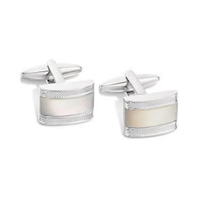 Rhodium And White Shell Cufflinks - A53185