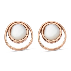 Skagen SKJ1496791 Rose Tone Mother Of Pearl Circle Earrings - A70239