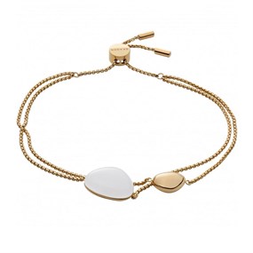 Skagen SKJ1550710 Gold Tone White Glass Slider Bracelet - A70249