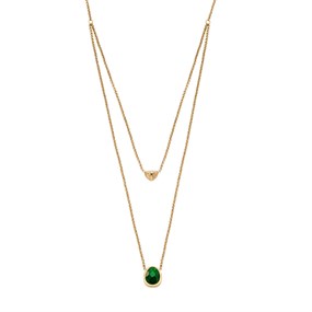 Skagen SKJ1855710 SOFIE Gold Tone IP Green Sea Glass Necklace - A70266