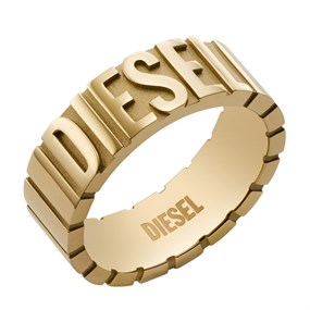 Diesel DX1439710 Stainless Steel Gold Tone IP Logo Ring - A9223