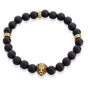Guess JUMB01303JWYGT/U Black Bead Lion Bracelet - A9301